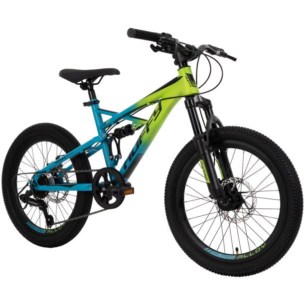 Huffy 20-inch Oxide Boys Mountain Bike for Kids , Lime / Blue