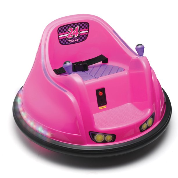 Flybar 6 Volt Battery Powered Bumper Car Pink with LED Lights Battery and Charger Included