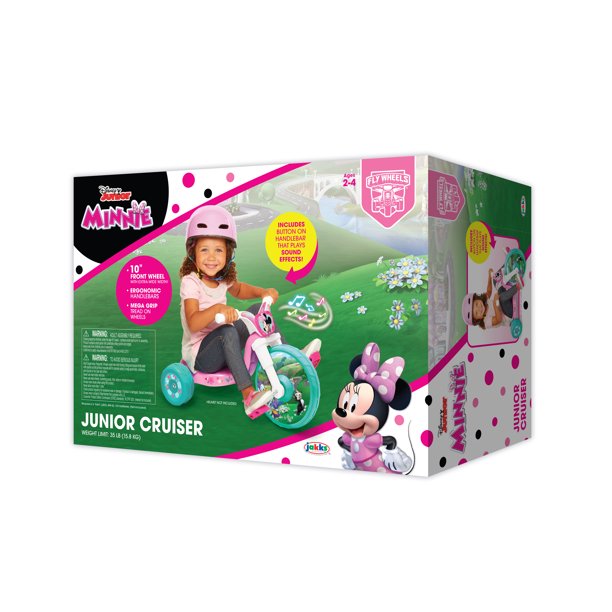 Disney Jr Minnie Mouse 10 Inch Fly Wheels Junior Trike in Pink and Green with Sounds