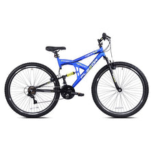 Load image into Gallery viewer, Kent 29&quot; Flexor Mens Dual Suspension Mountain Bike, Blue and Red
