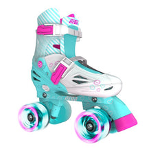 Load image into Gallery viewer, Neon Combo Skates 2-in-1 Teal/Pink  Adjustable Inline and Quad Skates for Girls with Light-up Wheels  Outdoor Blades Roller Skates (Size 12-2)
